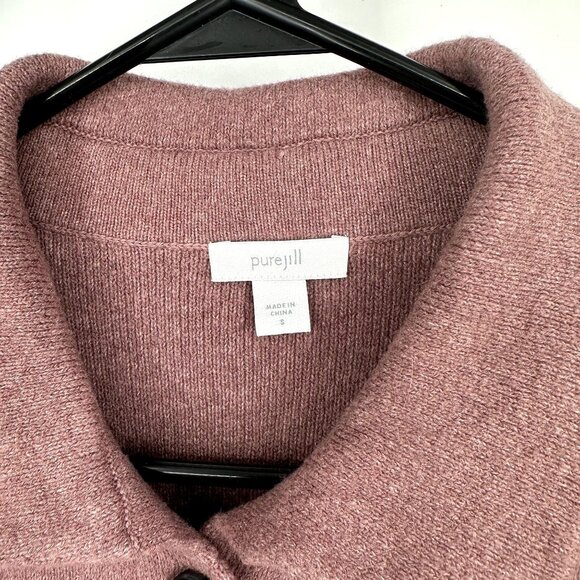 Pure Jill Sweater Jacket Maroon Size Small Button up Cotton Blend - Picture 3 of 5